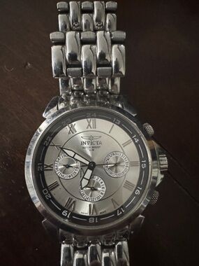Invicta Silver and Black Men's Chronograph Bracelet Watch